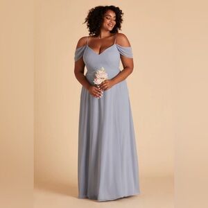 Birdy Grey Devin Convertible dress with slit in Dusty blue